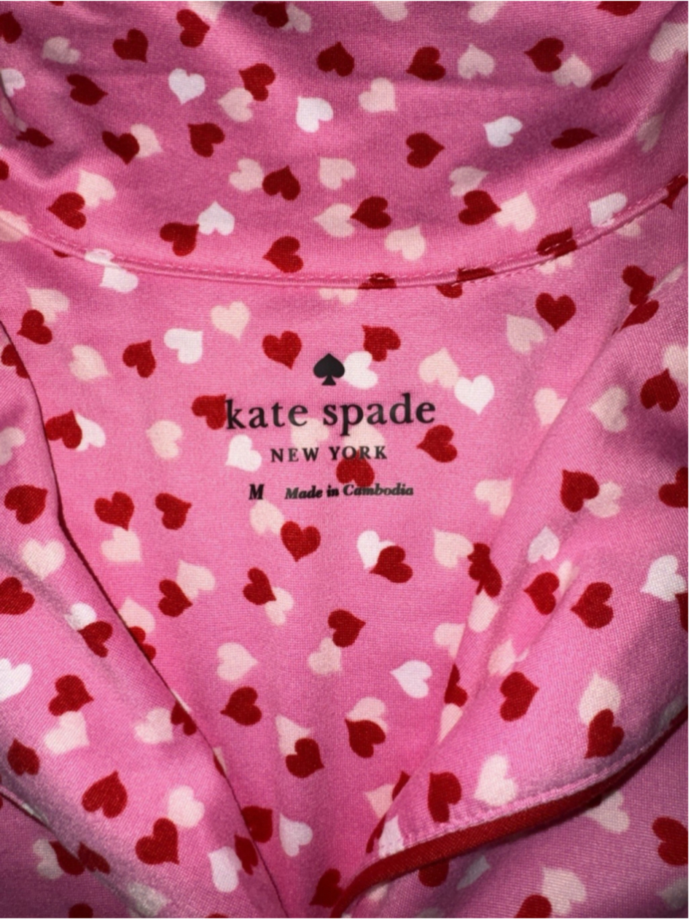 Kate Spade New York Heart Print Pajama Set Pink Loungewear Soft Girl PJ Medium - Picture 4 of 15